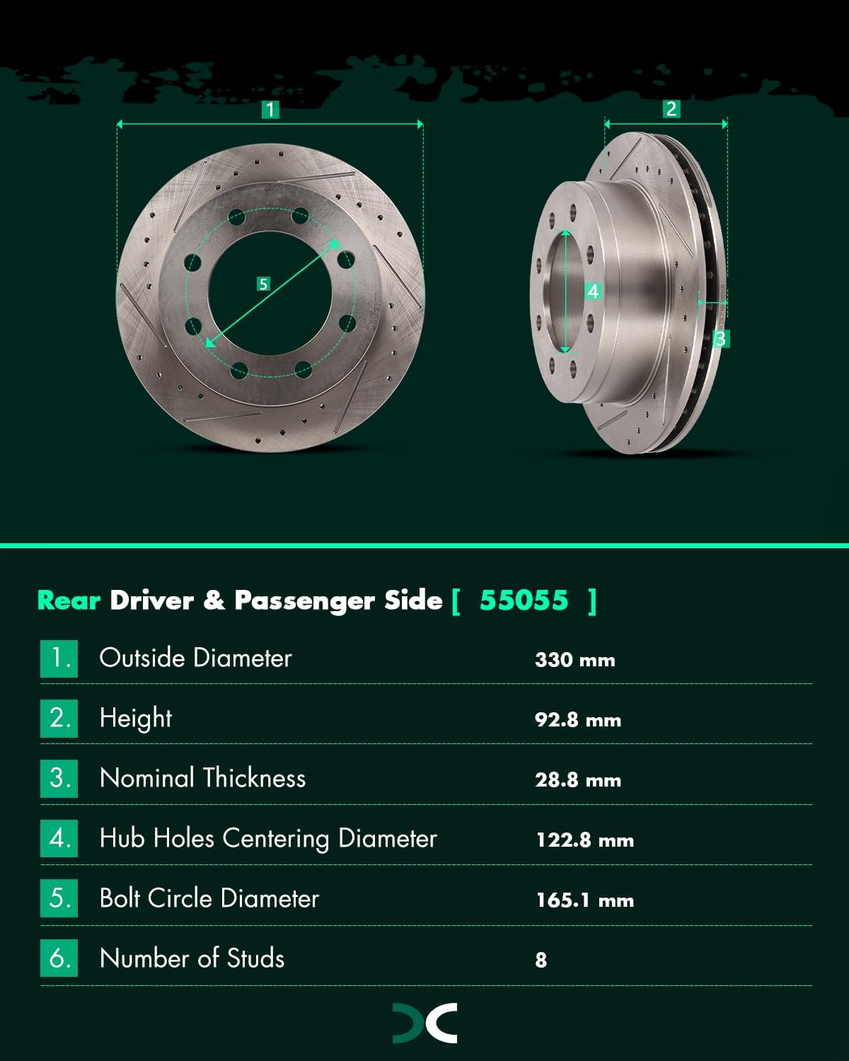 SCITOO Brake Kits For Chevy For Avalanche 2500 For Silverado 2500,For GMC For Sierra 2500 Front Rear Drilled & Slotted Disc Brakes Rotors and Semi Metallic Brakes Pads 55072;55055;D784;D785