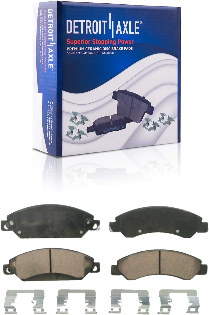 Detroit Axle - Front Brake Kit for 2005-2007 Chevrolet Silverado 1500 GMC Sierra 1500 Suburban Yukon XL Avalanche Tahoe Cadillac Escalade Disc Brake Calipers w/Brackets Ceramic Brakes Pads