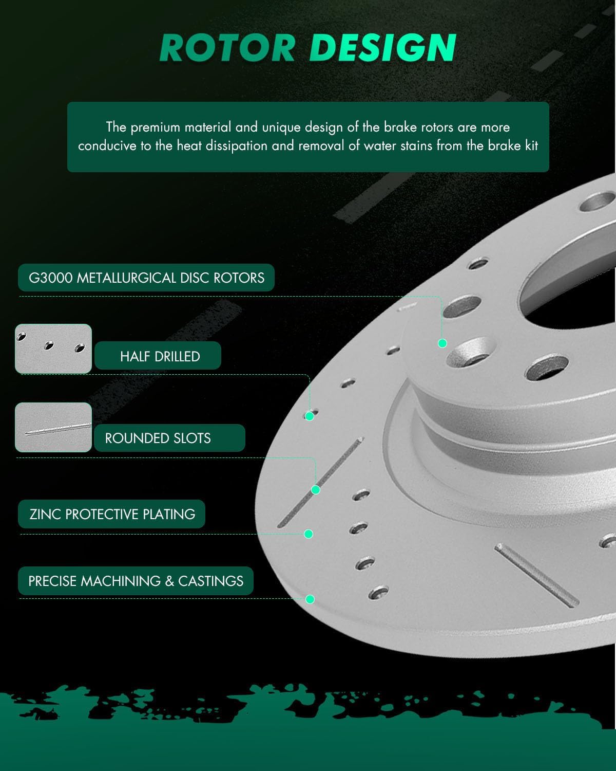 SCITOO Pads and Rotors Kit,Disc Brake Rotors Ceramic Pads fit for 2006-2011 for Ford for Fusion, 2007-2011 for Lincoln MKZ, 2006 for Lincoln Zephyr, 2006-2013 for Mazda 6, 2006-2011 for Mercury Milan