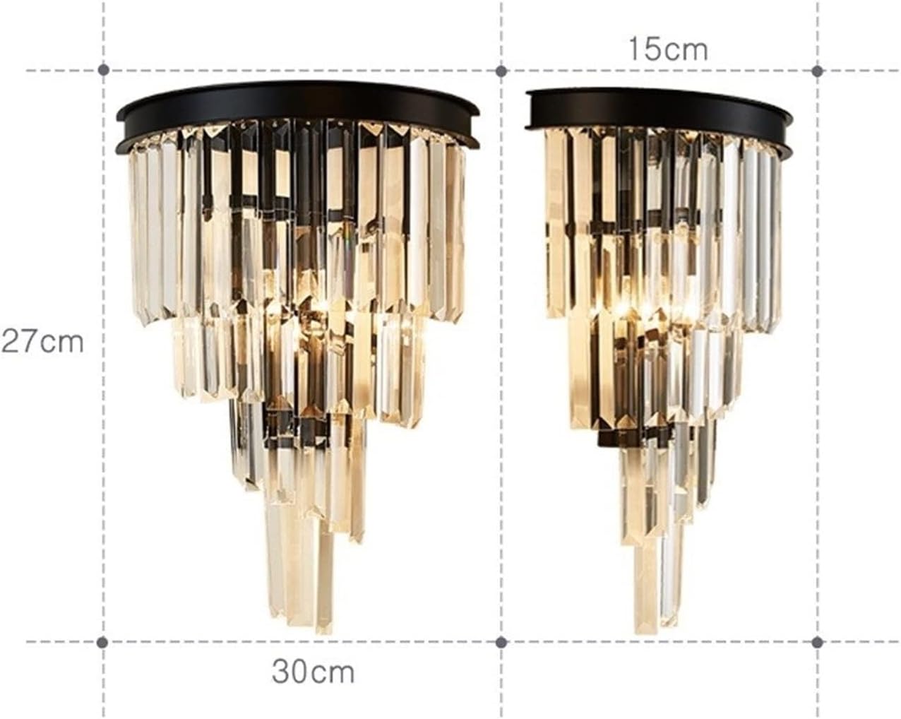 MUTTER European Wall Light American Modern Crystal Glass Wall Lamp - Home Bedroom Bathroom Wall Light Black Wrought Iron Metal Wall Sconce Luxury Living Room Wall Light E14,for Kitchens