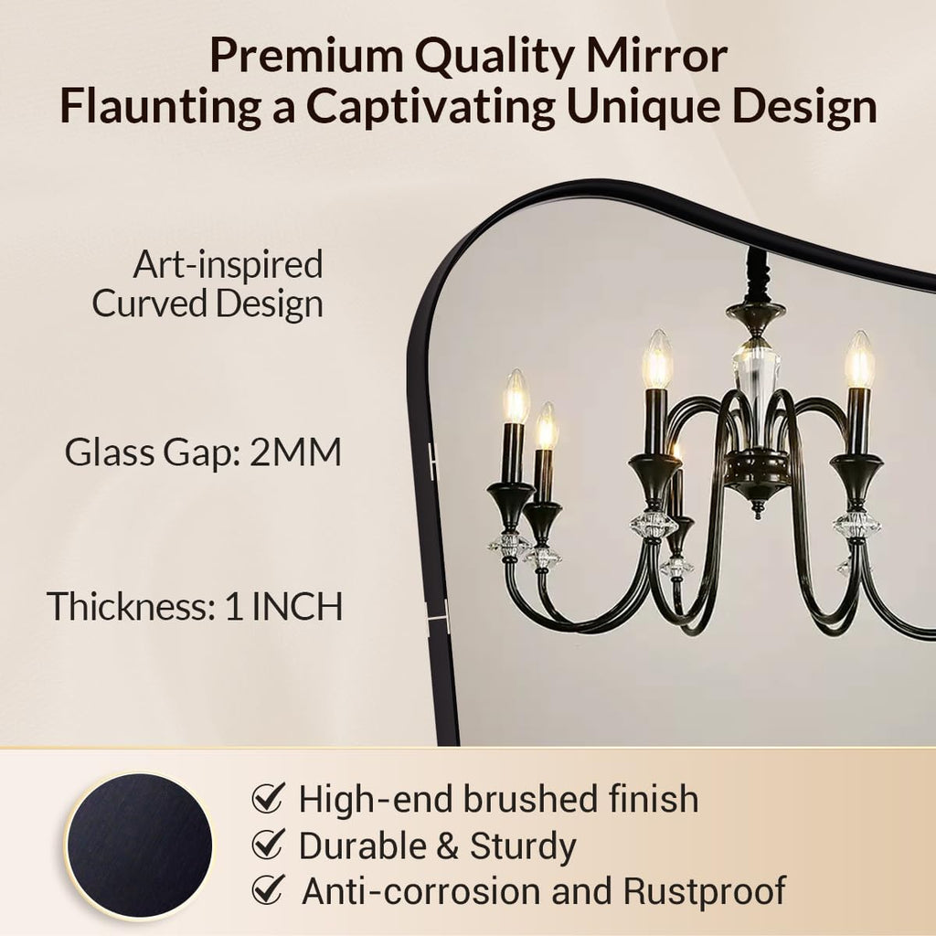 MIRRORART 24x32'' Black Irregular Mirrors for Bathroom | Premium Metal Frame Mirror Butturfly-Shaped Irregular Wall Mirrors Wall Mounted Vertical for Bathroom Remodel, HD Glass