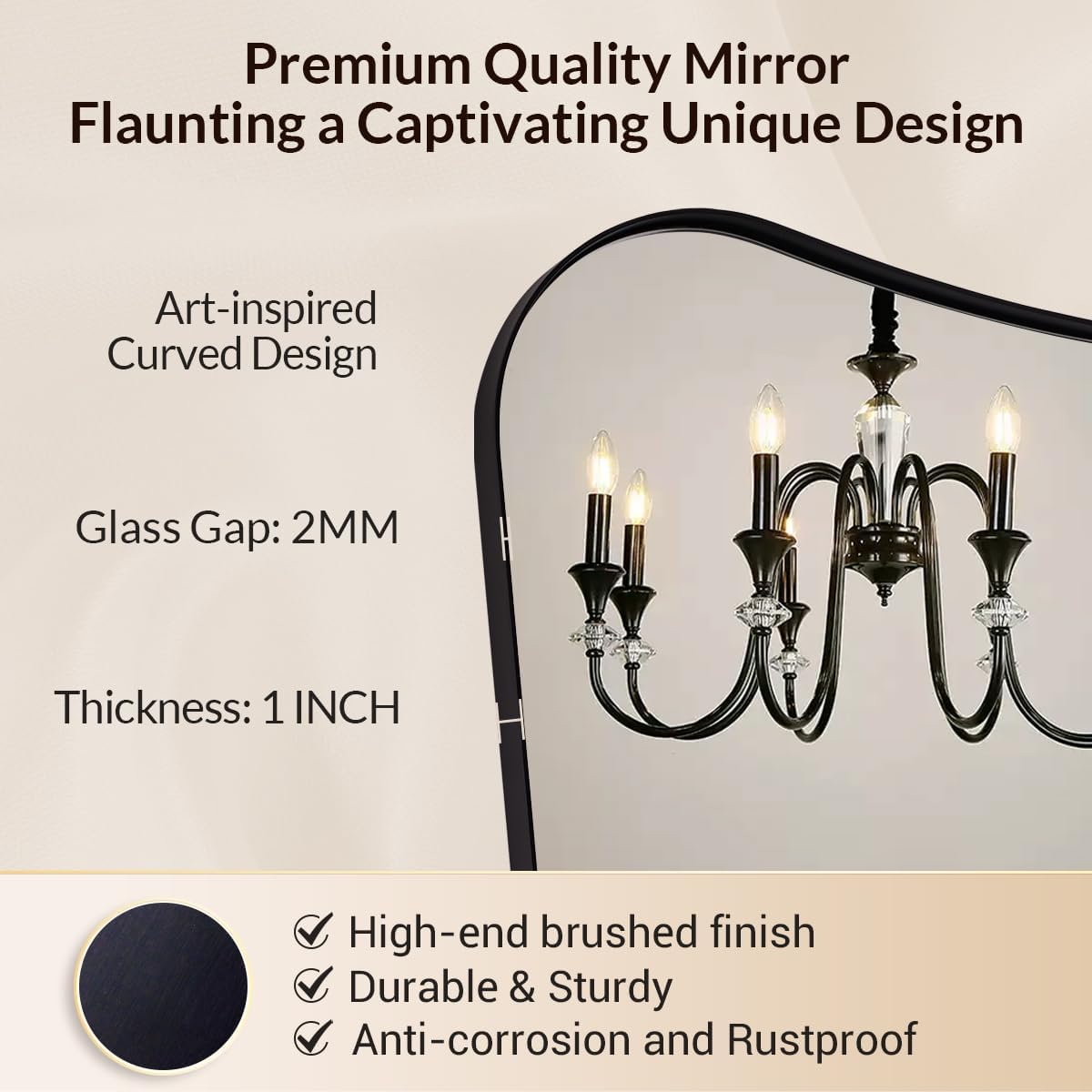 MIRRORART 24x32'' Black Irregular Mirrors for Bathroom | Premium Metal Frame Mirror Butturfly-Shaped Irregular Wall Mirrors Wall Mounted Vertical for Bathroom Remodel, HD Glass
