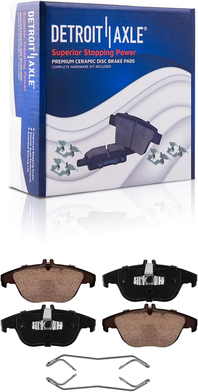 Detroit Axle - 8pc Brake Kit for Mercedes-Benz GLK350 GLK250, 12.99' inch Front and 11.81' inch Rear Drilled and Slotted Disc Brake Rotors Ceramic Brakes Pads with Hardware Replacement
