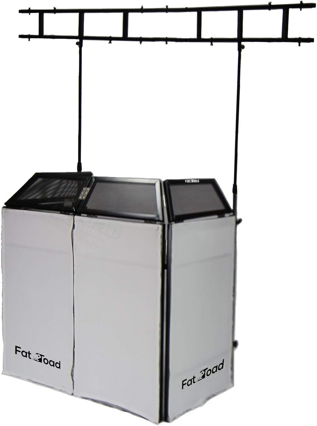 FAT TOAD DJ Booth with 8FT Lighting Truss Stand Package (QuickFOLD Series) – Foldable Panel Tabletop Platform Facade Scrim Cover – Video Light Projector Display Workstation For Sound System Event
