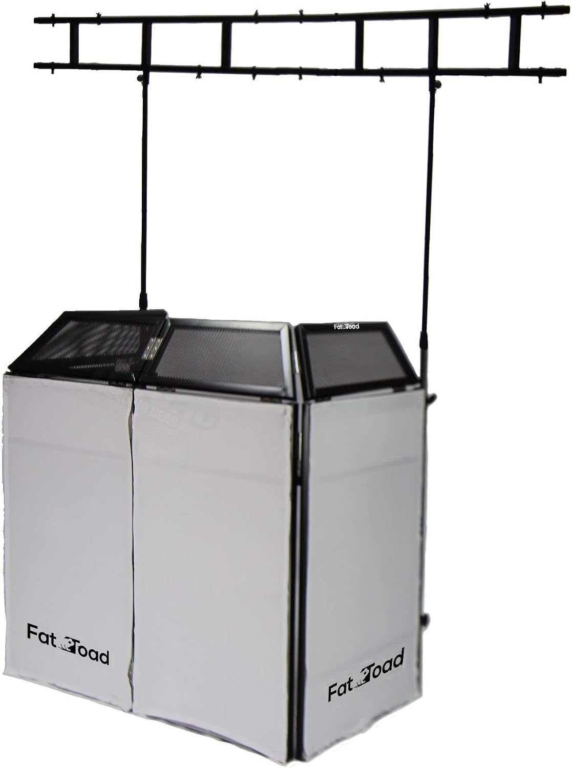 FAT TOAD DJ Booth with 8FT Lighting Truss Stand Package (QuickFOLD Series) – Foldable Panel Tabletop Platform Facade Scrim Cover – Video Light Projector Display Workstation For Sound System Event