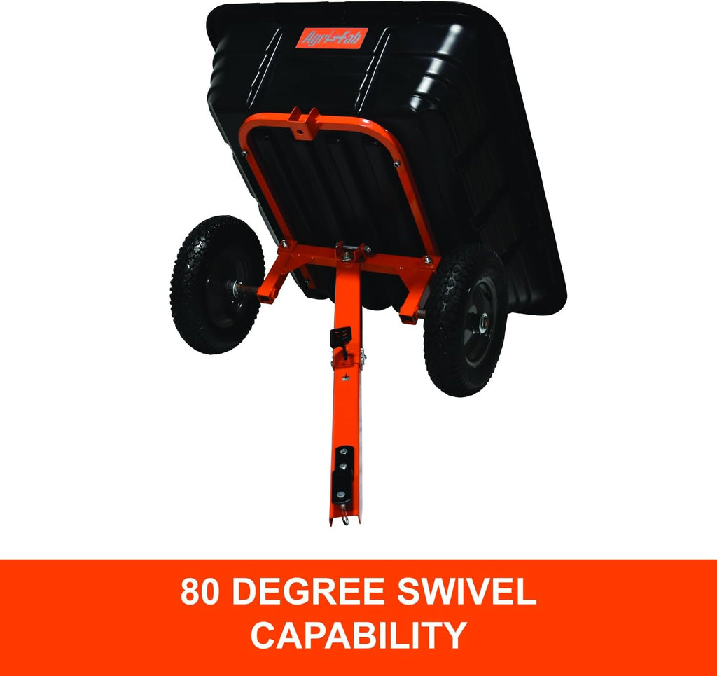 Agri-Fab 45-0573 700 lbs Tow Behind Poly Dump/Swivel Cart; Lawn & Garden Cart/Trailer for Lawn Mowers, 16' Pneumatics Tires, Easy to Use Foot Dumping Mechanism