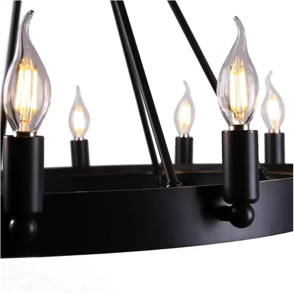 Industrial Vintage Black Chandelier for Kitchen Bedroom Living Room Indoor Lighting Retro Wrought Iron Antique Pendant Lights,Dining Light Fixtures