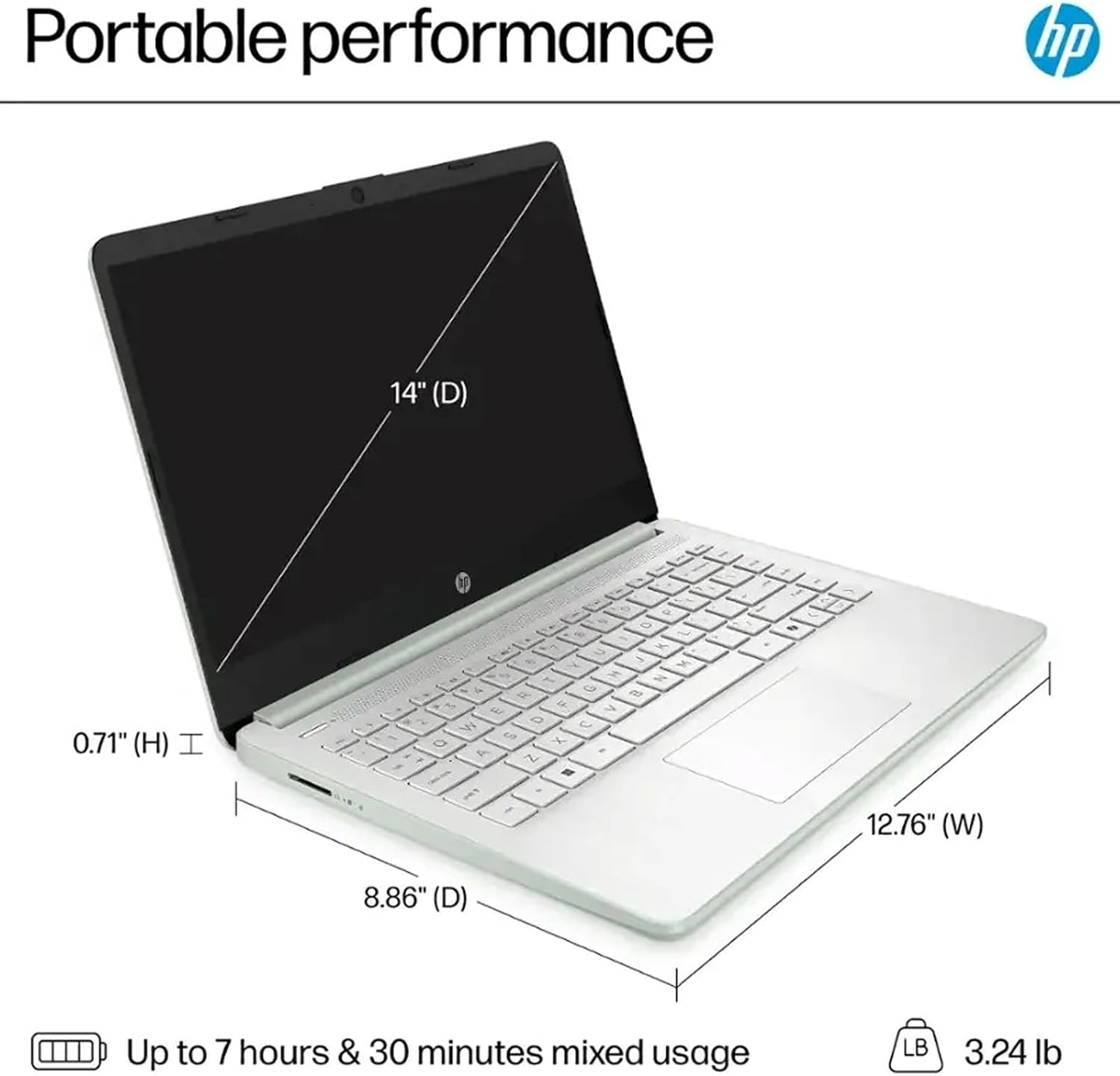 HP 2025 Student Business Laptop Computer - w/1 Year Office 365, 16GB RAM, 128GB UFS & 256GB SD Card, Ai Copilot Intel 4-Core Processor, HD Display, Windows 11 Pro(Green)