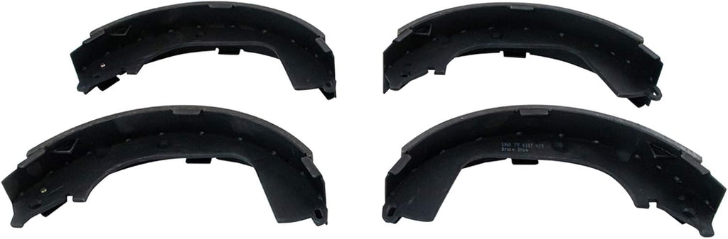 TRQ Front Ceramic Brake Pad Coated Rotor Rear Drum Shoe & Hardware Kit w/Fluids Compatible with 2009-2013 Chevrolet Silverado 1500 GMC Sierra 1500