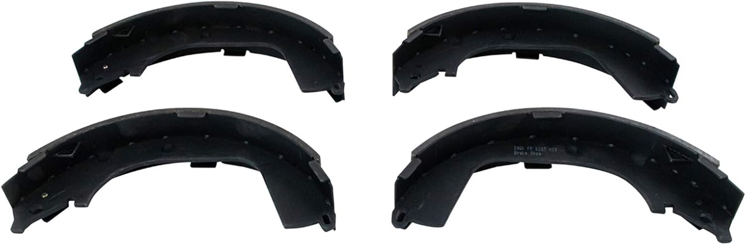 TRQ Front Ceramic Brake Pad Coated Rotor Rear Drum Shoe & Hardware Kit w/Fluids Compatible with 2009-2013 Chevrolet Silverado 1500 GMC Sierra 1500