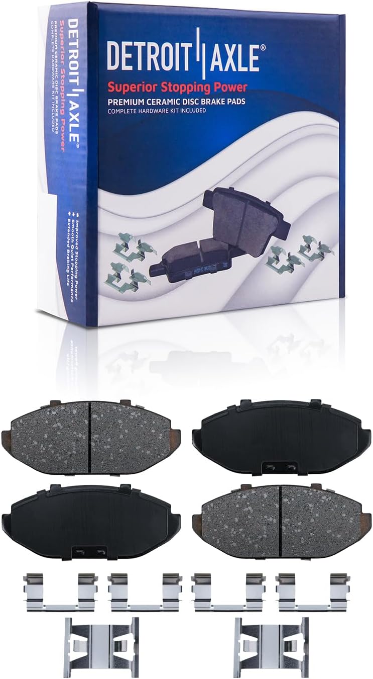 Detroit Axle - Brake Kit for 98-02 Mercury Grand Marquis Ford Crown Victoria Lincoln Town Car Drilled & Slotted Brake Rotors 1998 1999 2000 2001 2002 Ceramic Brakes Pads Front and Rear Replacement