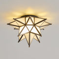 Black Moravian Star Ceiling Light - Oil Rubbed Bronze Vintage Antique Flush Mount Lighting - Art Deco Mid Century Milk Glass Fixture Lights for Hallway Bedroom Room Hall Entryway Laundry Foyer Kitchen