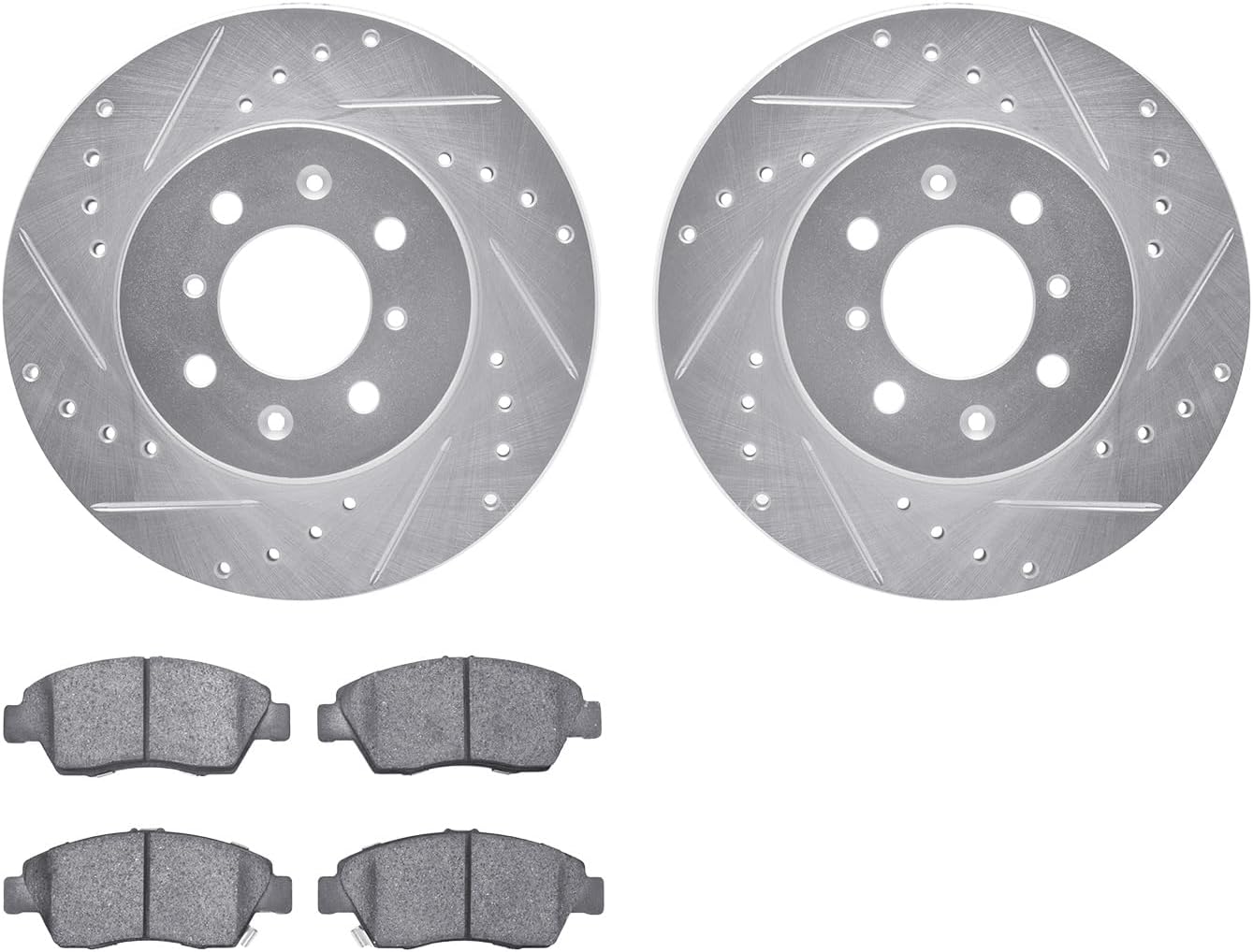 R1 Concepts Front Brake Kit Fits 1993-1995 Honda Civic; 2003-2005 Honda Civic; 1996-1997 Honda Civic; 2007-2008 Honda Fit| Ceramic Brake Pads and Drilled Slotted Brake Rotors| 10.3' Front