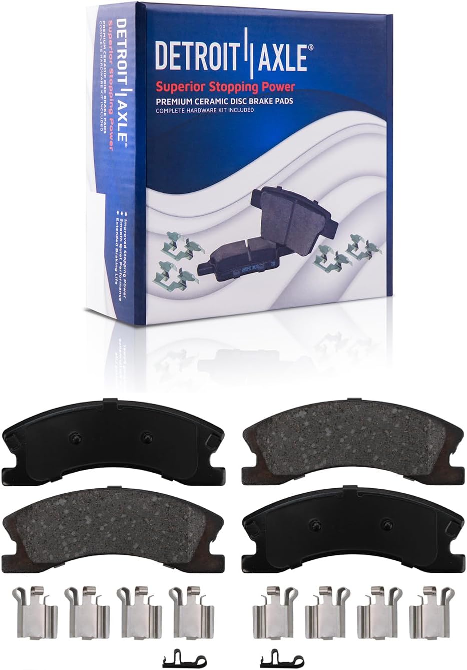 Detroit Axle - Brake Kit for 99-04 Jeep Grand Cherokee 1999 2000 2001 2002 2003 2004 Drilled & Slotted Disc Brake Rotors Ceramic Brakes Pads Replacement Front and Rear