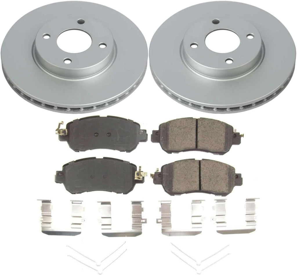 PowerStop Front Brake Kit for Nissan Kicks 2018-24 | Nissan Versa 2020-24 - Fully-Coated Disc Rotors with Z17 Ceramic Brake Pads Replacement, CRK8326