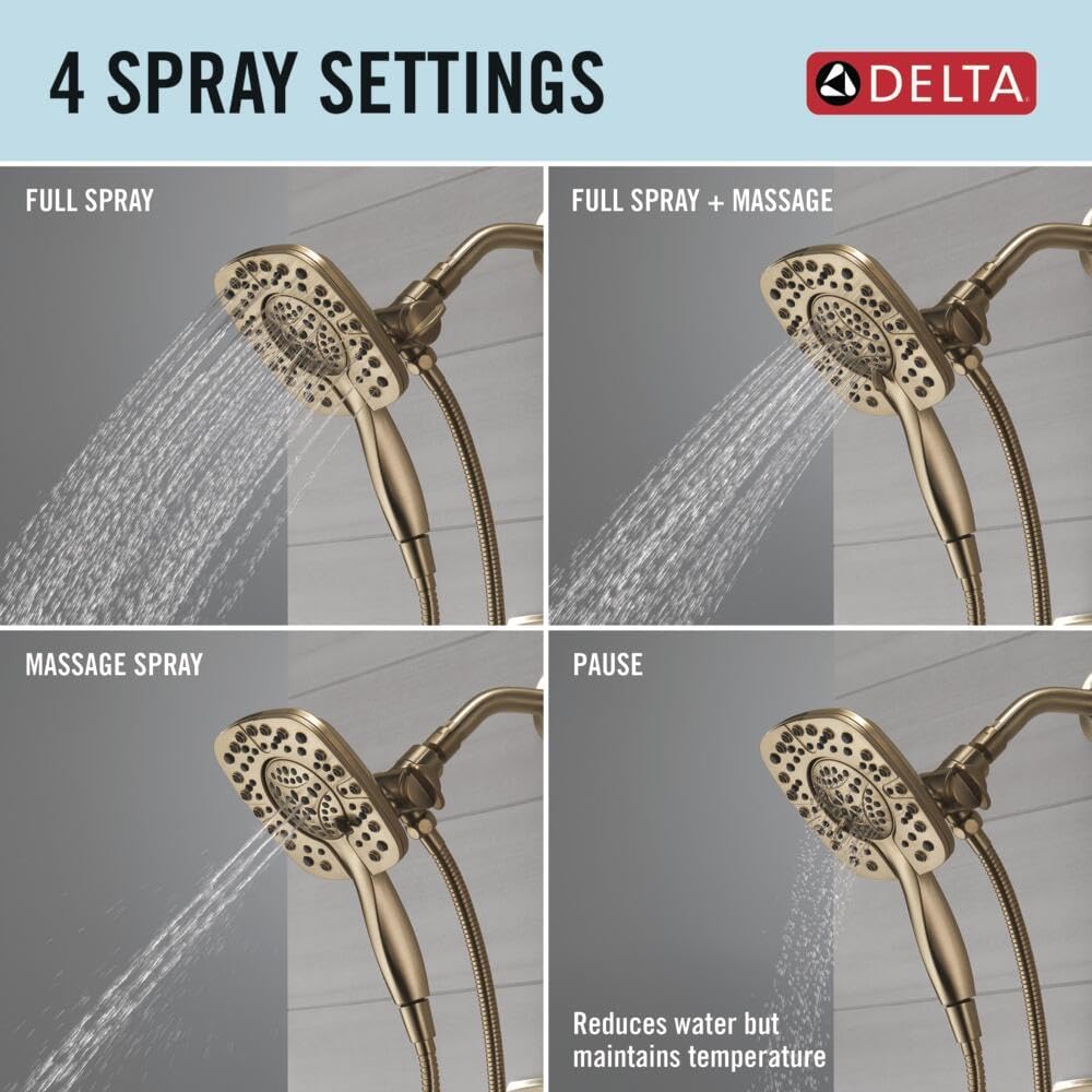 Delta Ashlyn 17 Series Dual-Function Bathtub & Shower Faucet Set with In2ition 2-in-1 Dual Shower Head Handheld Spray, Gold 2-Handle Valve Trim Kit, Champagne Bronze T17464-I-CZ (Valve Not Included)