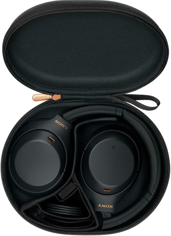 Sony WH1000XM4/B Premium NC Wireless Over-The-Ear Headphones Bundle with Deco Gear Premium Hard Body Case + Converter Adapter Type C + Mizco Travelocity in-Ear Headphone + 2 Year Protection Pack