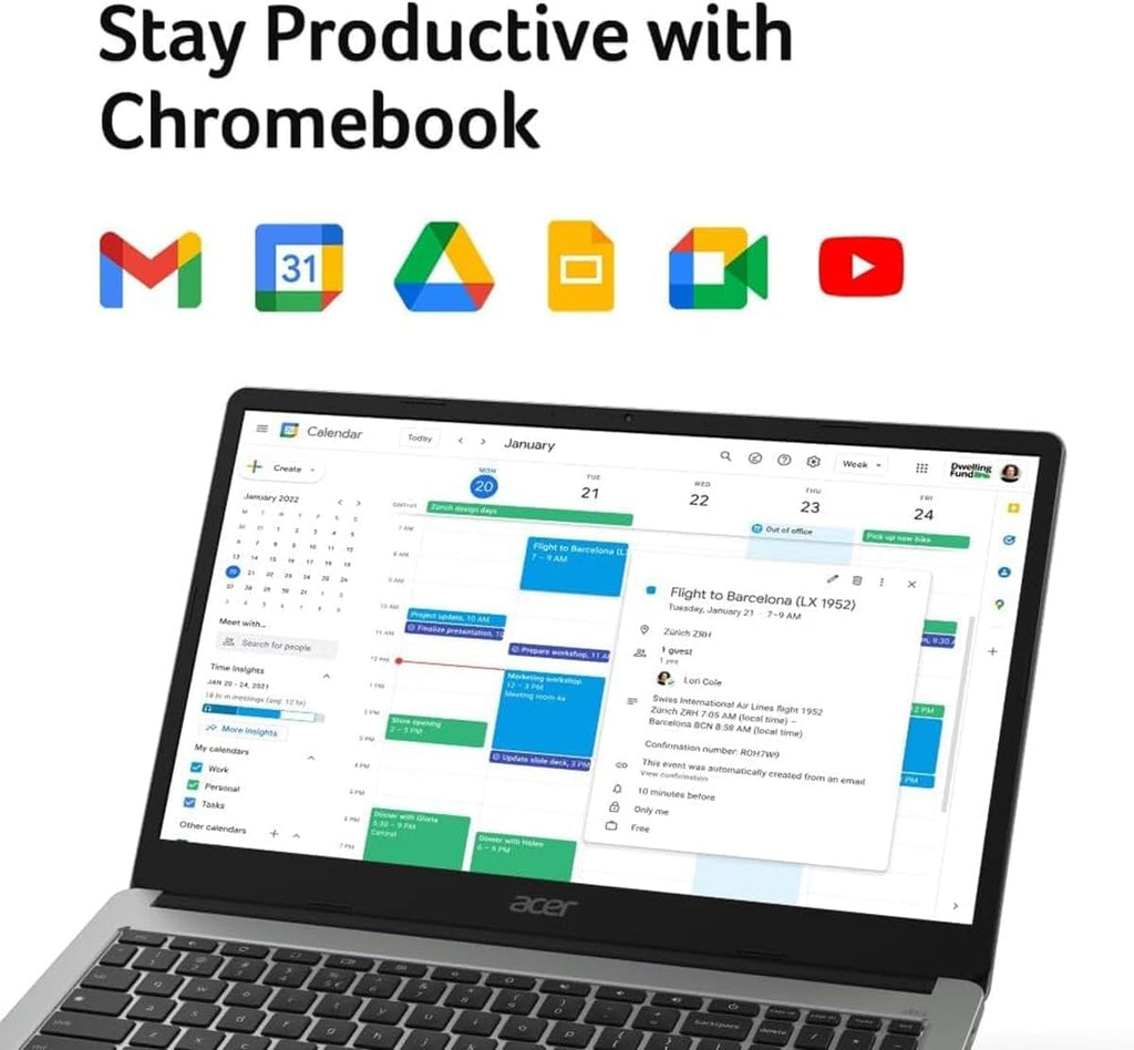 Acer Chromebook 315 Laptop (15.6' FHD, Intel Celeron N4500, 4GB RAM, 128GB Storage (64GB eMMC + 64GB SD Card) Home & Student, Long Battery Life, Numeric KB, Wi-Fi, Webcam, IST Hub, Chrome OS, Silver