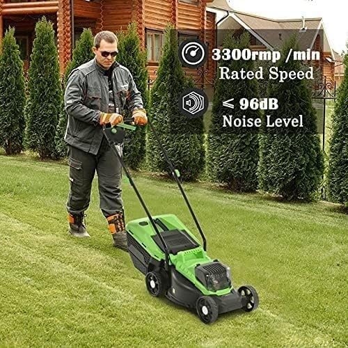 Electric Cordless Lawnmower Push Rotary Lawnmower Lightweight Hover Collect Lawn Mower Cutting Heights 30-70 cm up to 380 m2 Garden with 30L Grass Box