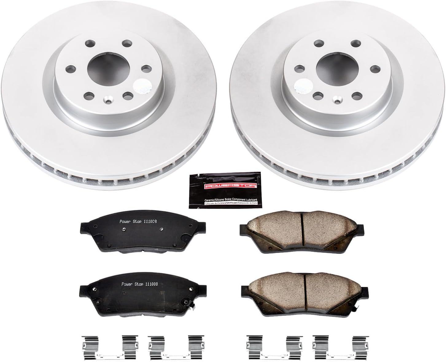 PowerStop Front Brake Kit for Cadillac SRX 2010-16 | Saab 9-4X 2011 - Fully-Coated Disc Rotors with Z17 Ceramic Brake Pads Replacement, CRK5545