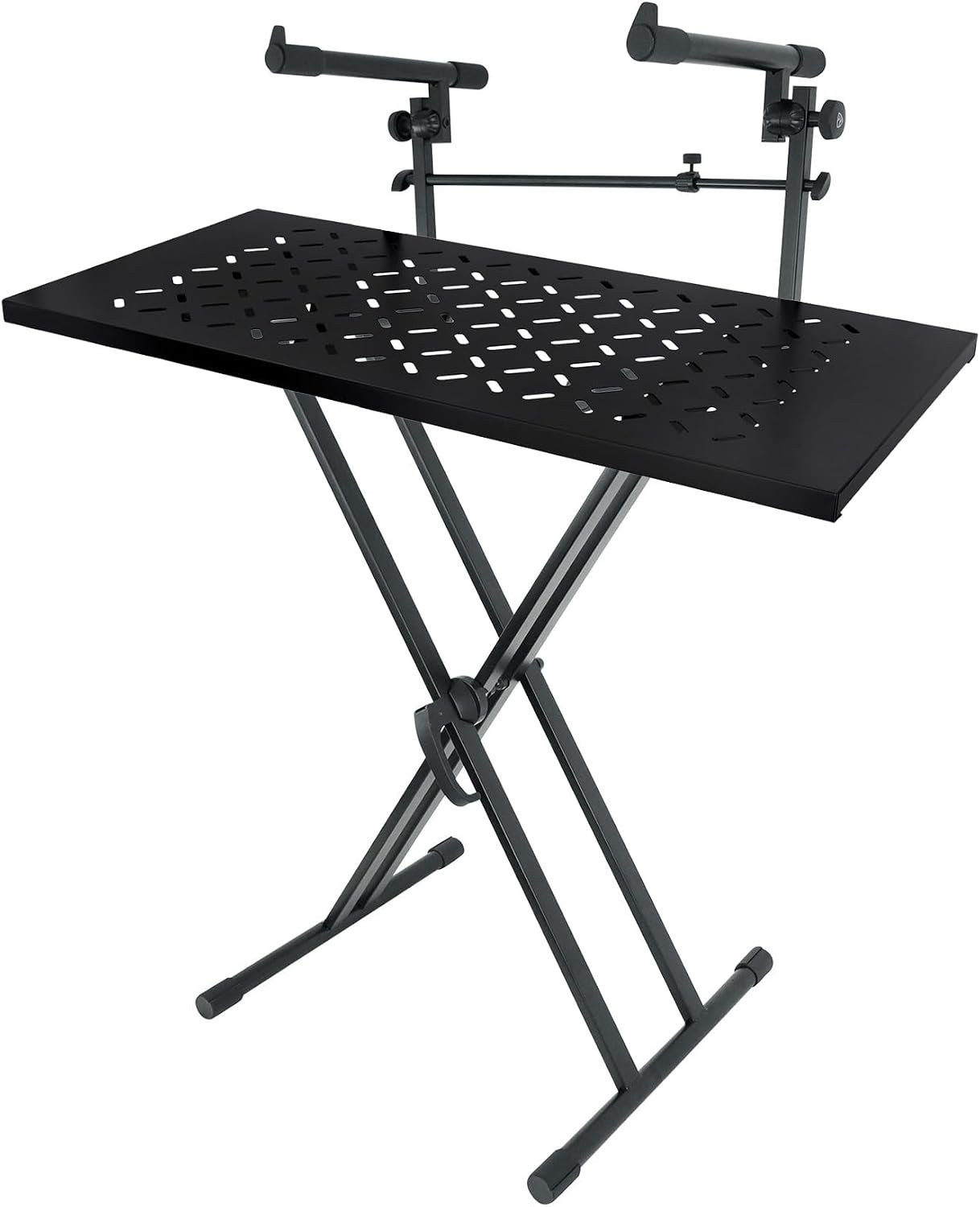 Rockville Bundle: RKS42X 2-Tier X-Stand Keyboard or DJ Stand w Quick Release Mechanism! Bundle with KS2 Shelf For Z-Stand or X-Stand - Turns Keyboard Stands Into DJ Table (2 Items)