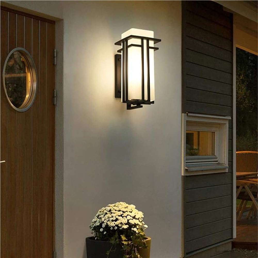 Retro Wall Sconce Waterproof Wall Lamp Metal and Glass Wall Light Fixture E27 Black Wrought Iron Decorative Lighting for Bedroom Aisle Corridor Indoor/Outdoor