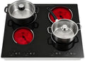 23 Inch Electric Cooktop - 4 Burner 3000W Ceramic Stove Built-in Electric Stove Top w/9 Heating Levels Touch-adjustable Control