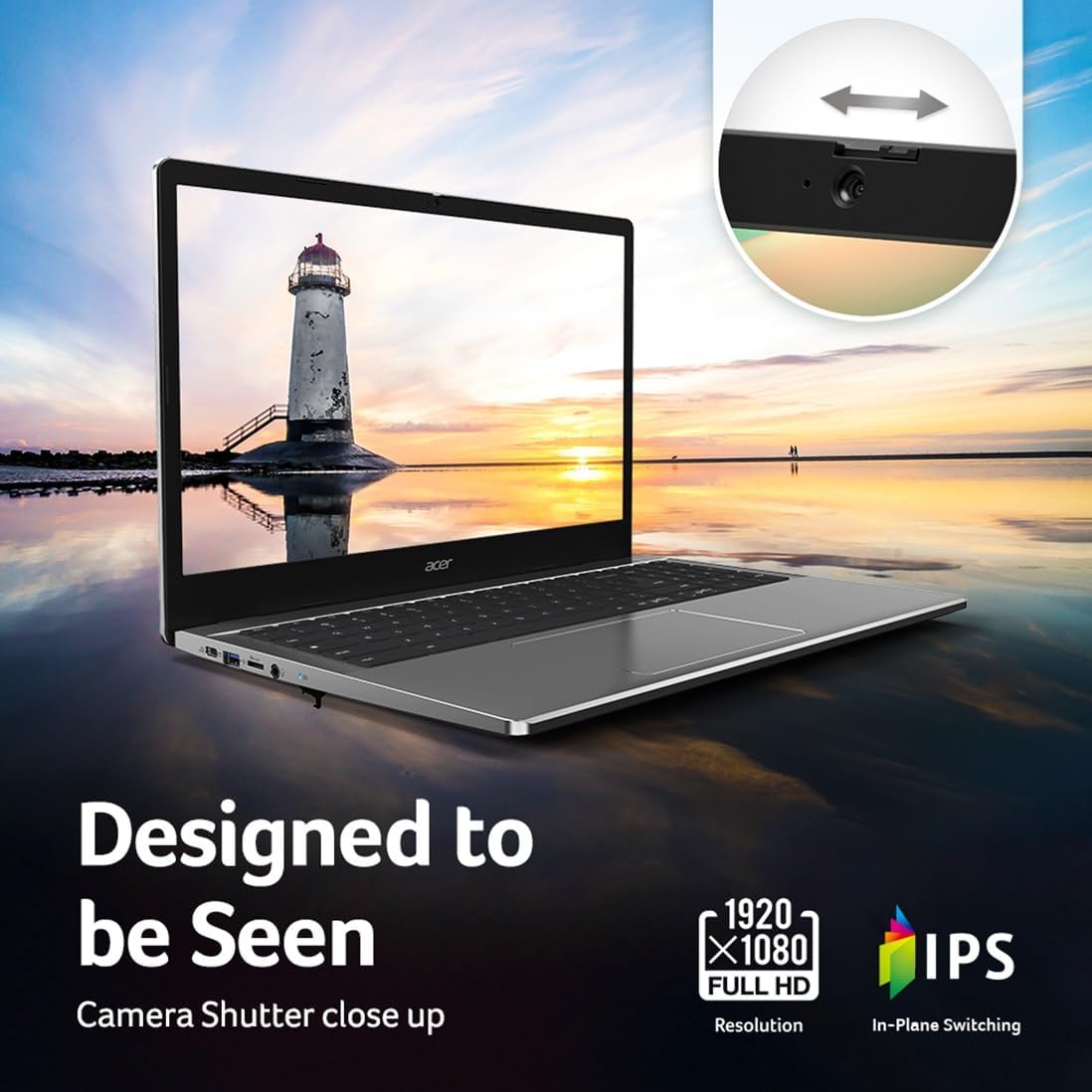acer Chromebook 315 CB315-5H-C7KX Laptop | Intel Processor N100 | 15.6' Full HD (1920 x 1080) IPS Display | 4GB LPDDR5 | 128GB eMMC | Intel Wireless Wi-Fi 6E AX211 | Chrome OS | Sparkly Silver