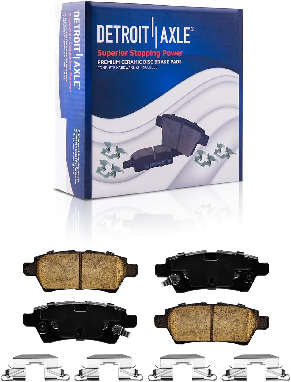Detroit Axle - Brake Kit for 2005-2012 Nissan Pathfinder Drilled & Slotted Brake Rotors 2006 2007 2008 2009 2010 2011 Ceramic Brakes Pads Replacement: 11.65' inch Front and 12.13' inch Rear Rotor