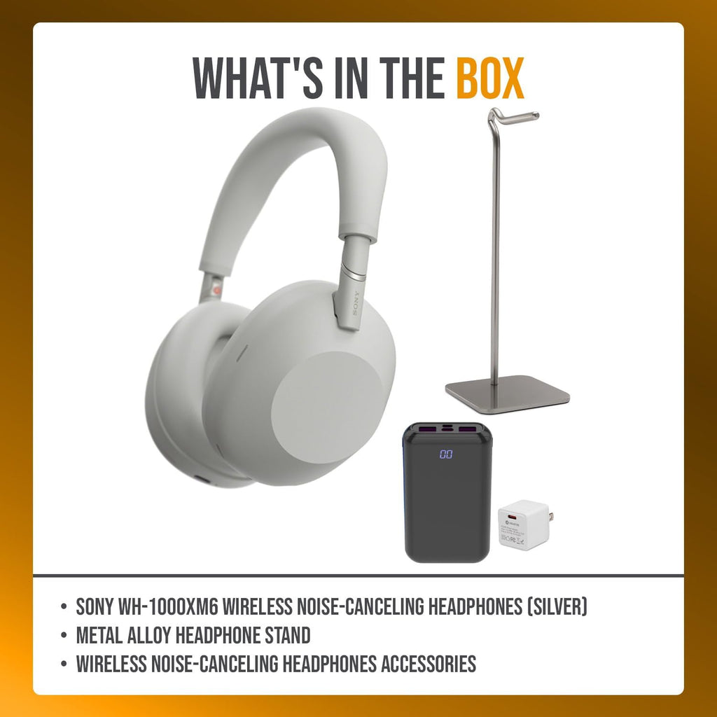 Sony - WH-1000XM6 Wireless Noise-CANCELING Headphones with Accessories - Silver