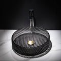 Homary Bathroom Vessel Sink Round Vessel Sink 15.35' x 4.33' Transparent Diamond Shaped Crystal Glass Bathroom Sink Above Counter with Pop-up Drain, Black