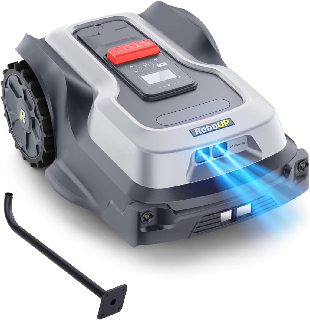 T1200Pro Robot Lawn Mower with L-Shape Wall Mount Rod, No Wire Automatic Robot Mower, Ride-on Edge Mowing, Multiple Zones Management, AI Obstacle Avoidance, for Lawn Up to 0.37 Acre
