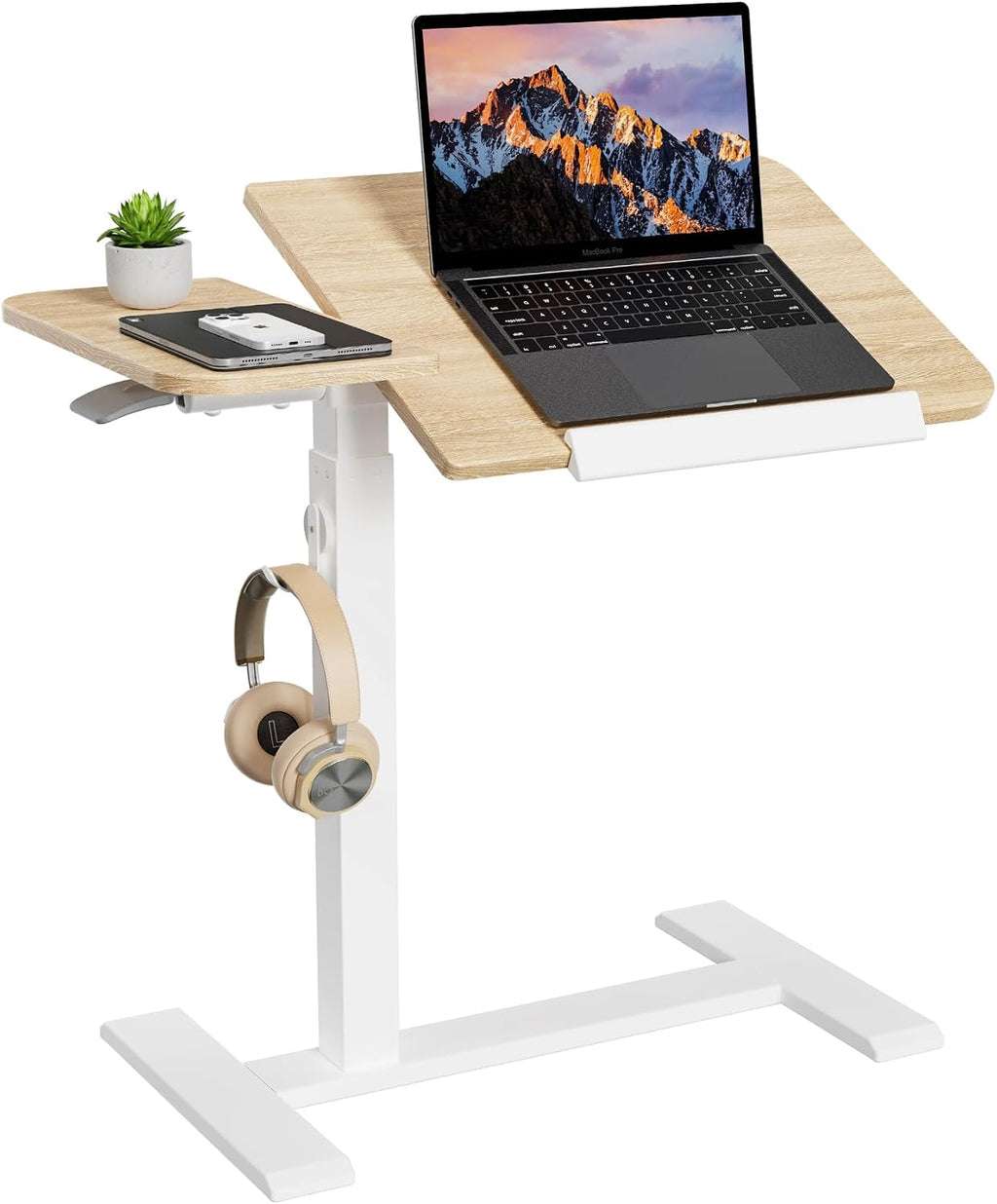 ETHU Overbed Table with Tilting Top, Medical Table with Wheel Height Adjustable - Laptop Bedside Table with Locking Wheels for Hospital, Home, and Office