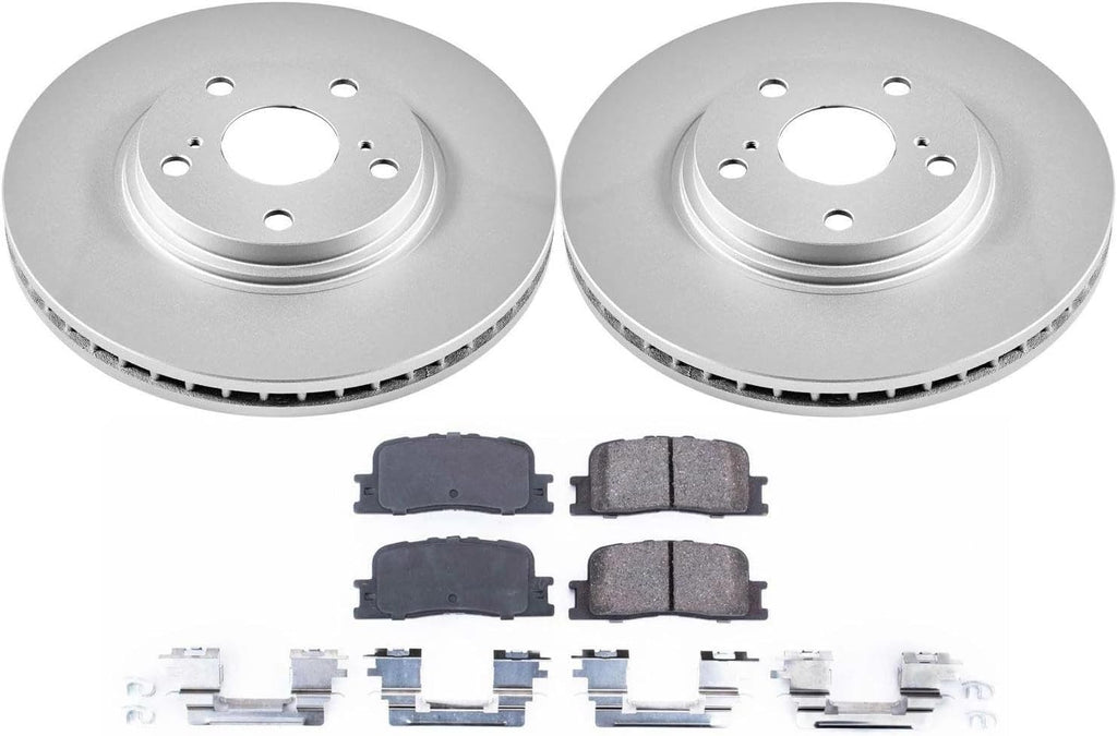 PowerStop Front Brake Kit for Lexus ES300 2002-03 | Lexus ES330 2004-06 - Fully-Coated Disc Rotors with Z17 Ceramic Brake Pads Replacement, CRK1141