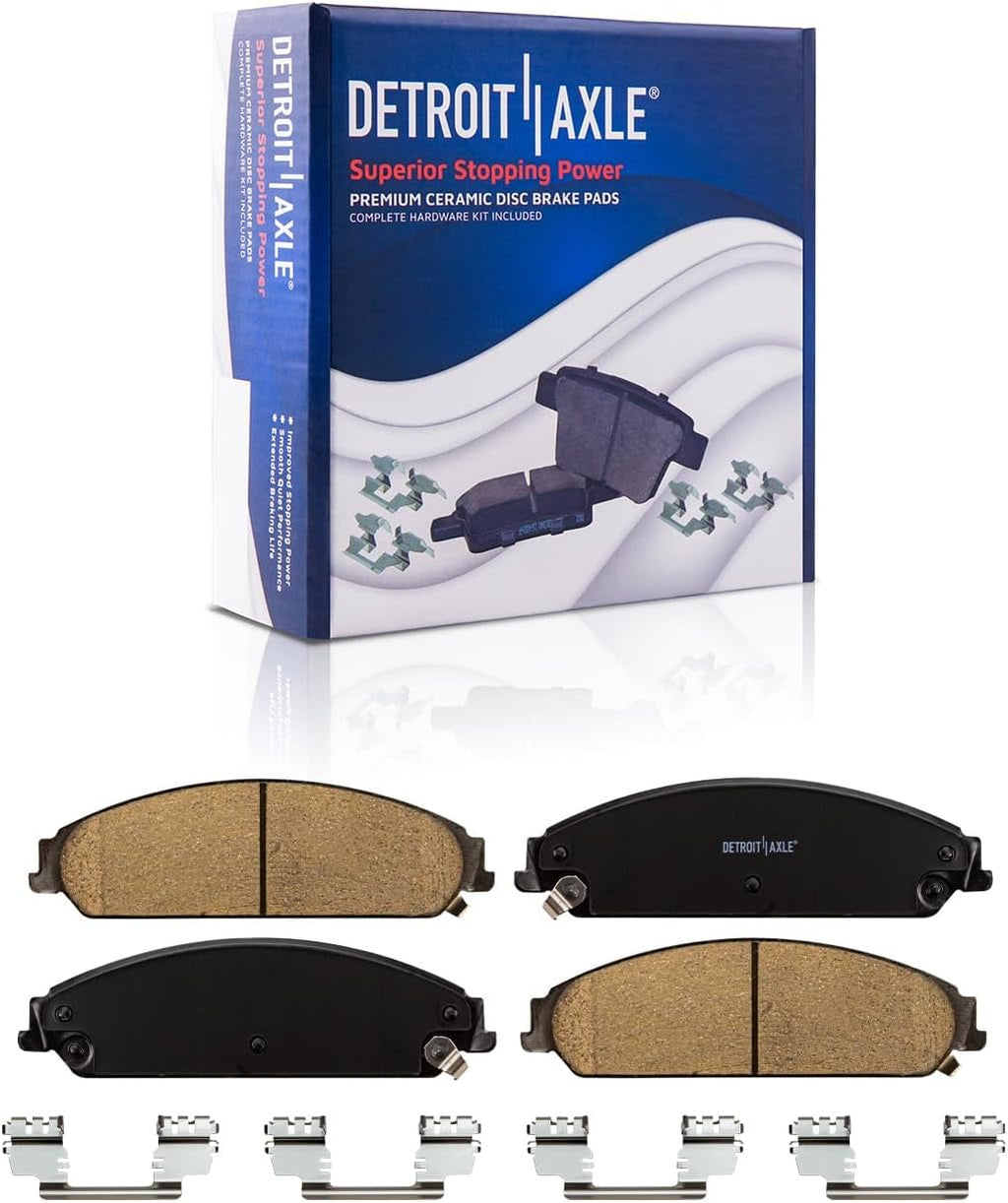 Detroit Axle - 8pc Brake Kit for 05-23 Chrysler 300 Dodge 06-23 Charger 09-23 Challenger 05-08 Magnum, 13.58' inch Front 12.60' inch Rear Disc Brake Rotors Ceramic Brake Pads w/Hardware Replacement