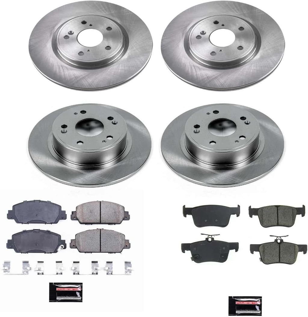 PowerStop Front and Rear Brake Kit for Honda Accord 2018-25 - Z17 Ceramic Brake Pads & Disc Rotors Replacement, KOE8166