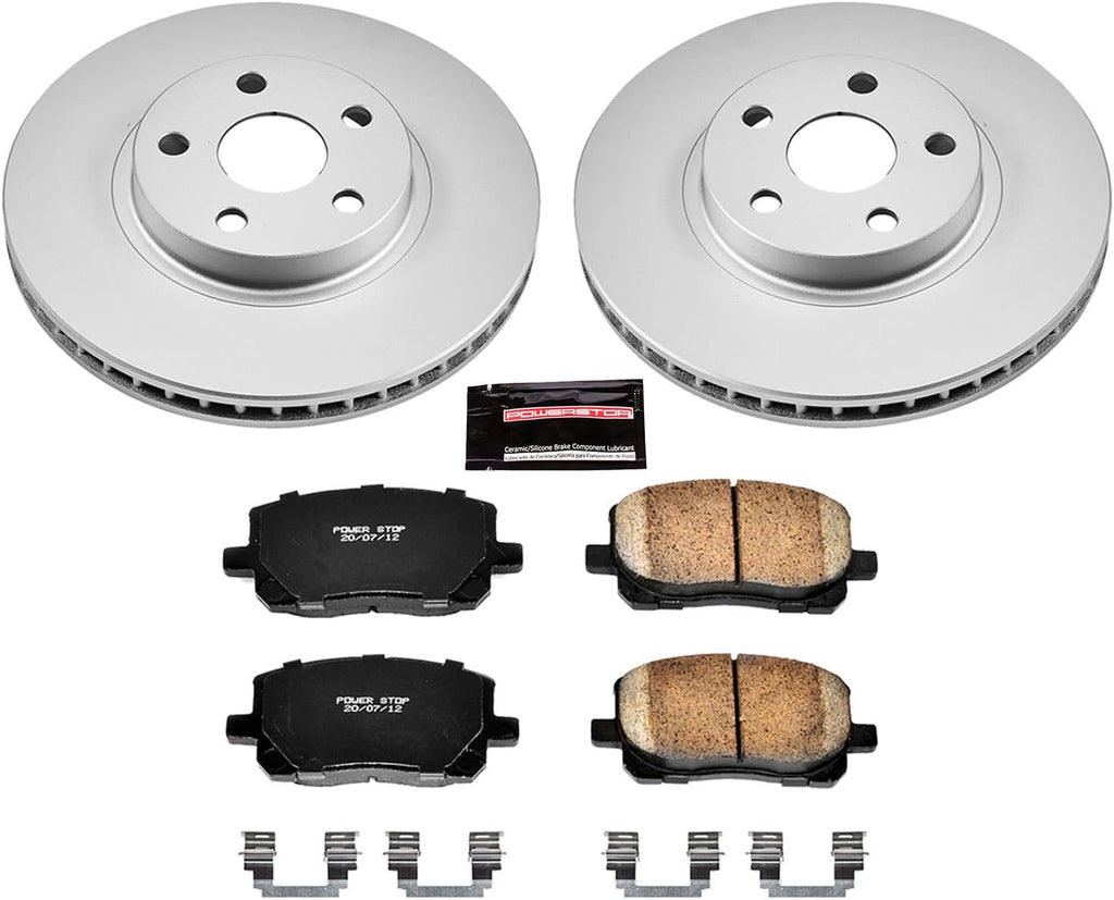 PowerStop Front Brake Kit for Pontiac Vibe 2003-08 |Toyota Corolla 2003-08 |Matrix 2003-08 - Fully-Coated Disc Rotors with Z17 Ceramic Brake Pads Replacement, CRK2316