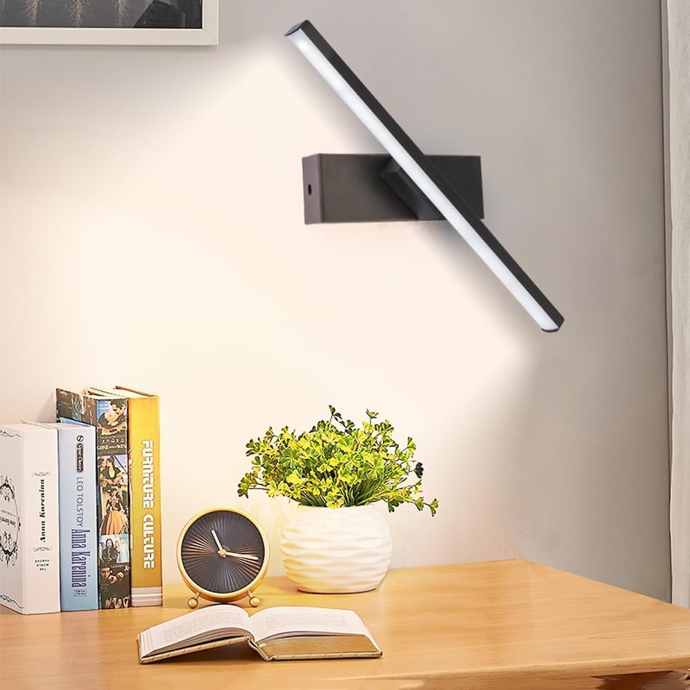 330 Rotatable LED Wall Light Bar Black Bathroom Fixtures Over Mirror 7W Long Linear Bedroom Sconce Modern Office Reading,Chandelier