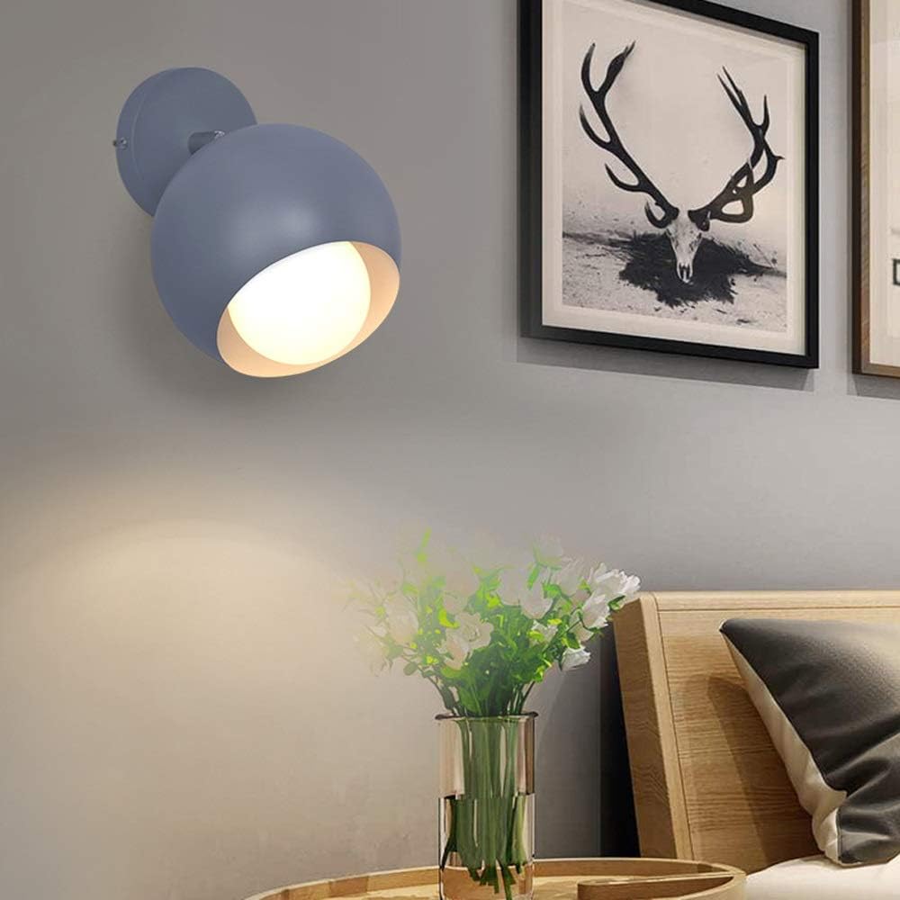 Wall lamp, Clothing Store Coffee Shop 180 Degree Adjustment Wrought Iron Wall Light Fixtures Bedroom Study Girl Room Wall Sconces E27 Screw Aisle Corridor Decorative Lighting Wall Lamp(Grey)