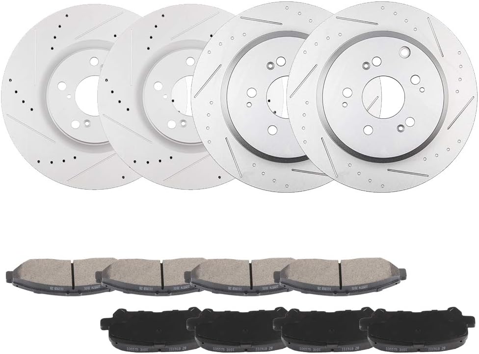 SCITOO Brake and Rotors Kits,4pcs Brake Rotors and 8pcs Ceramic Brake Pads fit for 2012-2015 for Honda Pilot