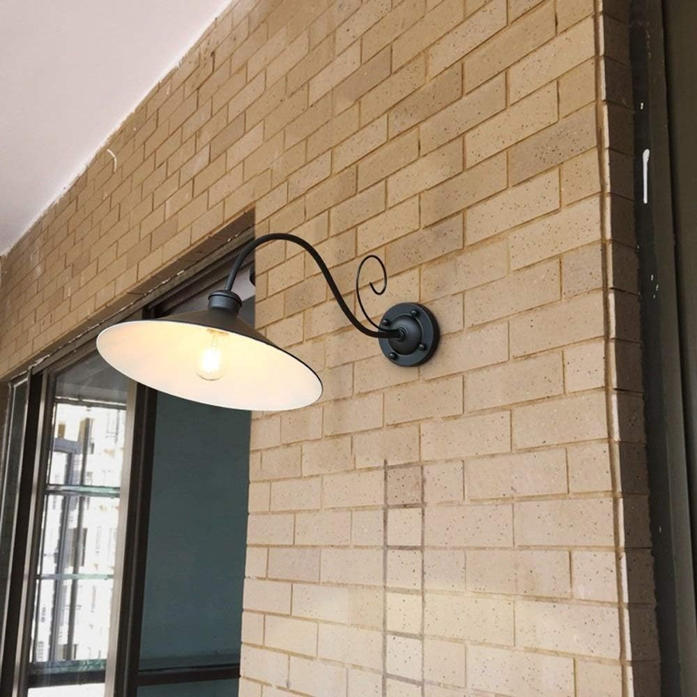 LED Indoor Wall Light, Tradition S Shape Black Finish Outdoor Waterproof Wall Lamp Fixture Creative Exterior Glass Lantern Wrought Iron Metal Garden Wall Sconce Fixture E27 E-dison Doorway