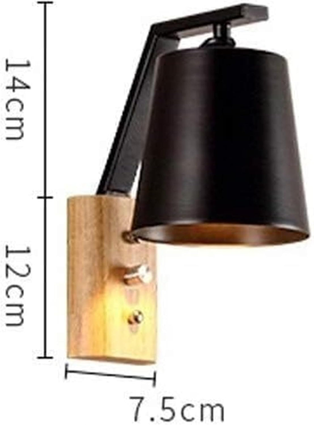 Wall Light Modern Wooden Wrought Iron LED Wall Lamps Minimaslist Bedroom Bedside Reading Lamp E27 Lighting Fixtures Wall Sconce Home Decor Ceiling Light(Black)