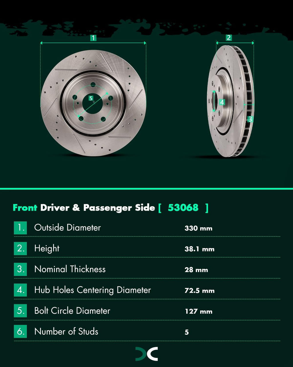 SCITOO Brake Kits For Lexus For RX350/For RX450h 2010-2015,For Toyota For Highlander 2014-2019,For Sienna 2011-2020 Drilled & Slotted Disc Brake Rotors and Ceramic Brake Pads 31511;31544;D1324;D1391