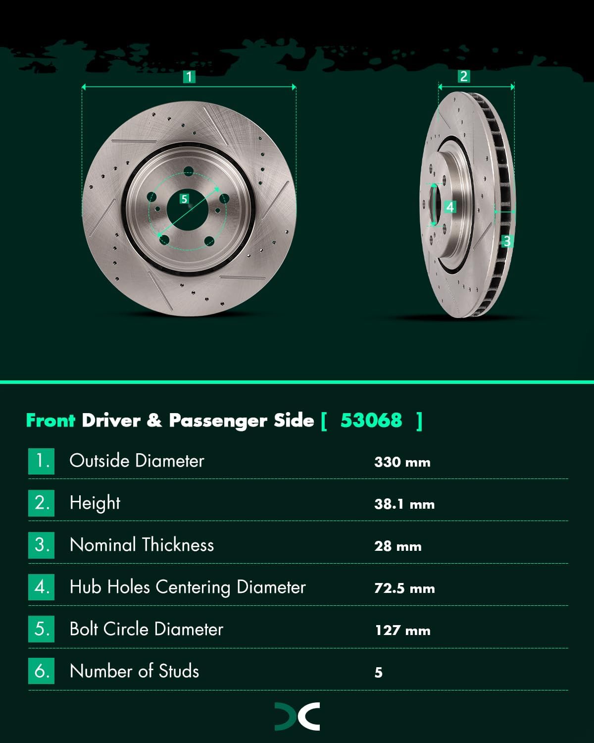 SCITOO Brake Kits For Lexus For RX350/For RX450h 2010-2015,For Toyota For Highlander 2014-2019,For Sienna 2011-2020 Drilled & Slotted Disc Brake Rotors and Ceramic Brake Pads 31511;31544;D1324;D1391