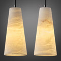 Alabaster Pendant Lights Kitchen Island 2 Pack, H-10in White Pendant Light Fixtures, Marble Conical Shade Black, Light Pendant for Bedroom Bathroom Dining Room Living Room (Dimmable Bulbs INCL)