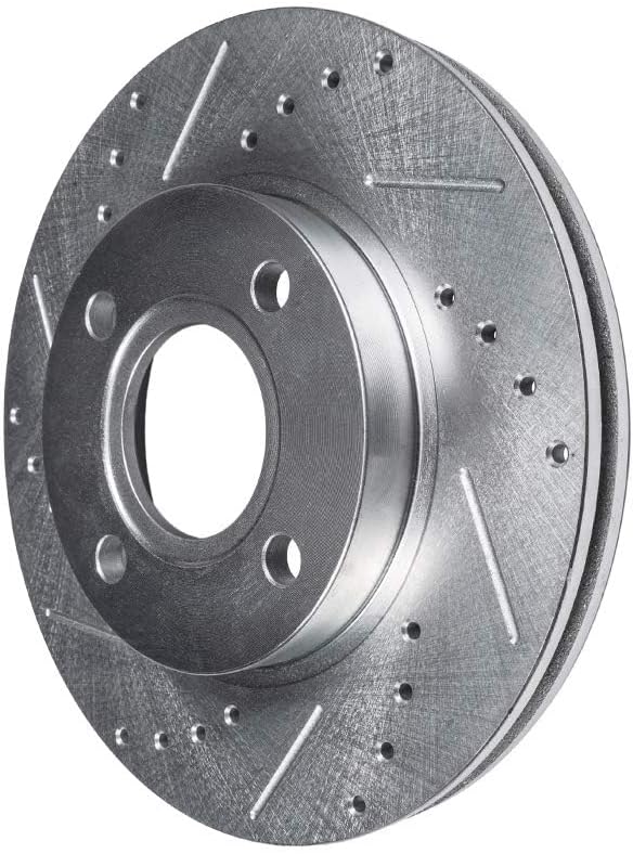 Detroit Axle - 4 Lugs Front Brake Kit for 2000-2006 Nissan Sentra, 93-01 Altima, 99-02 Infiniti G20, Drilled & Slotted Disc Brake Rotors Replacement Ceramic Brakes Pads: 11.02'' inch Rotors