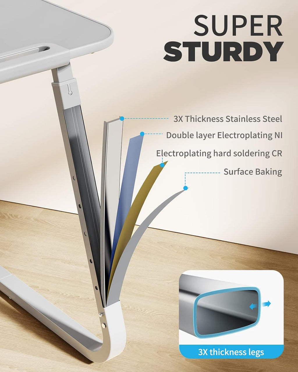 SAIJI TV Tray Table - Heavy Duty Extra Large TV Tray, Upgraded TV Dinner Trays for Eating Snack Food, Tilt & Height Adjustable TV Tray Laptop Desk for Sofa & Bedside Small Table