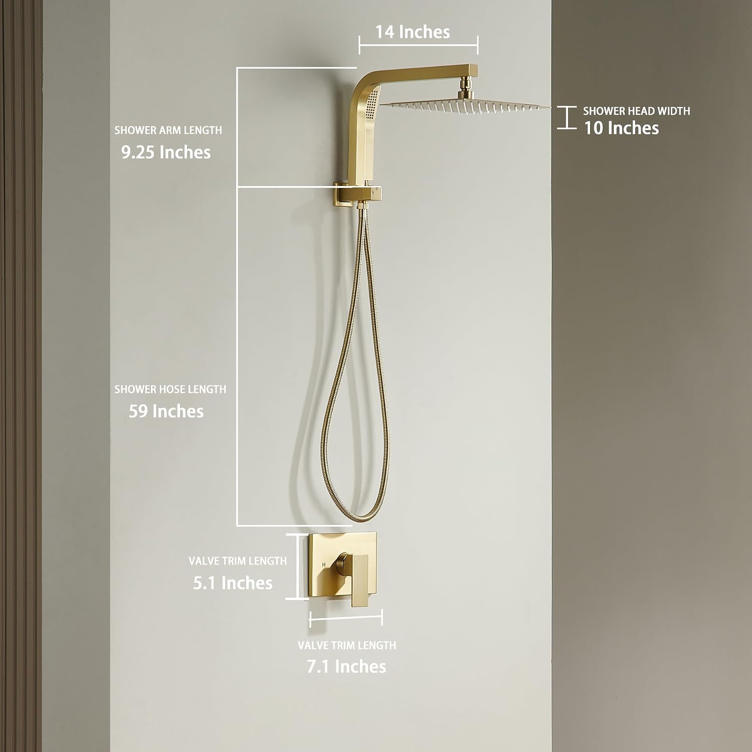 Brushed Gold Shower System with 10Inch Rain Shower Heads with Handheld Spray Combo, Gold Shower Faucet Set with Rain Shower and Handheld, Gold Shower Head and Handle Set(Shower Valve Kit Included)