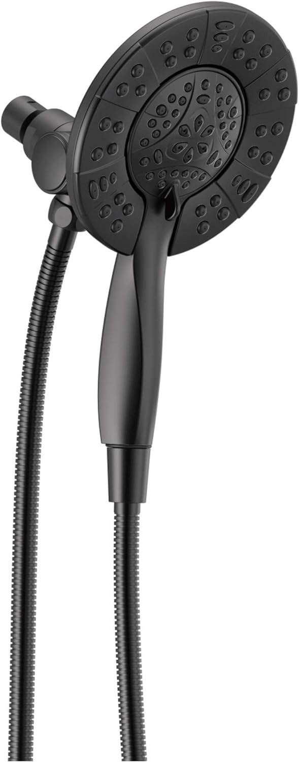 Delta 4-Setting In2ition 2-in-1 Dual Shower Head with HandHeld Spray, Matte Black Detachable Shower Head with Hose, Showerhead, 1.75 GPM Flow Rate, Matte Black 58499-BL