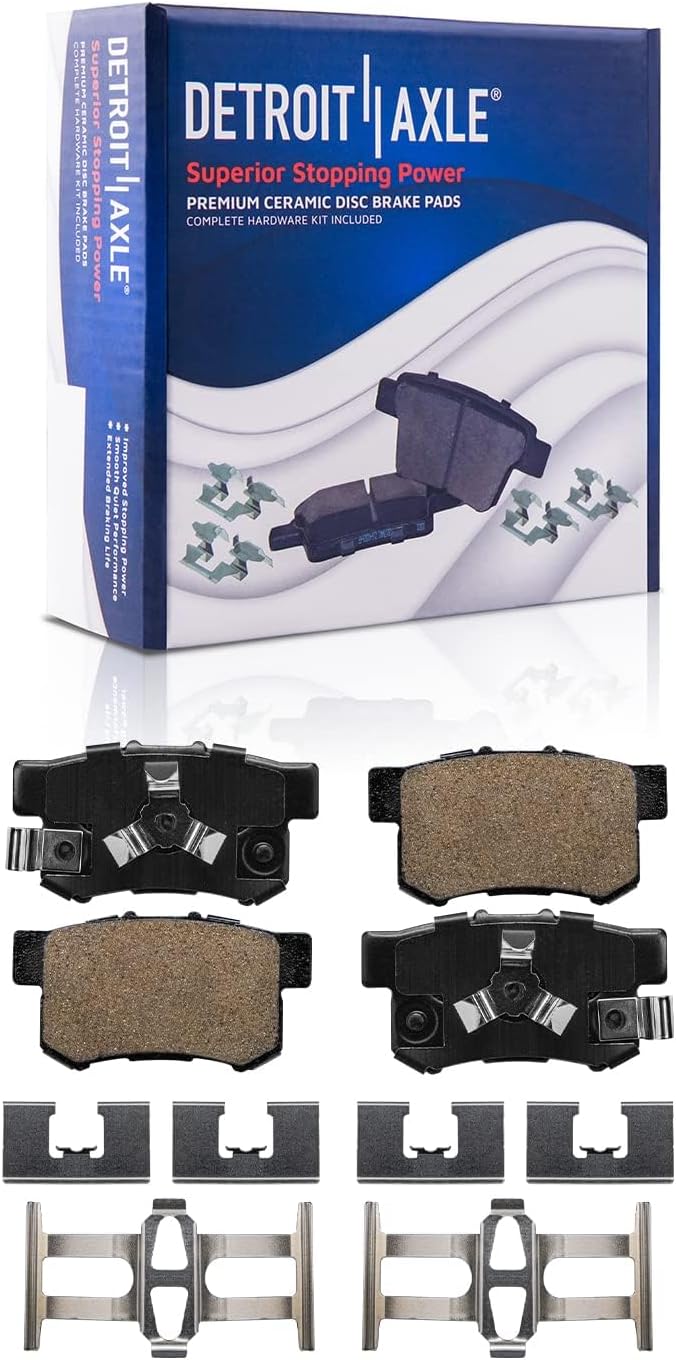 Detroit Axle - 10pc Brake Kit for Acura 2013-2018 RDX, Disc Brake Rotors Ceramic Brakes Pads with Hardware 2014 2015 2016 2017 Replacement: 12.28' inch Front and 12.00' inch Rear Rotor